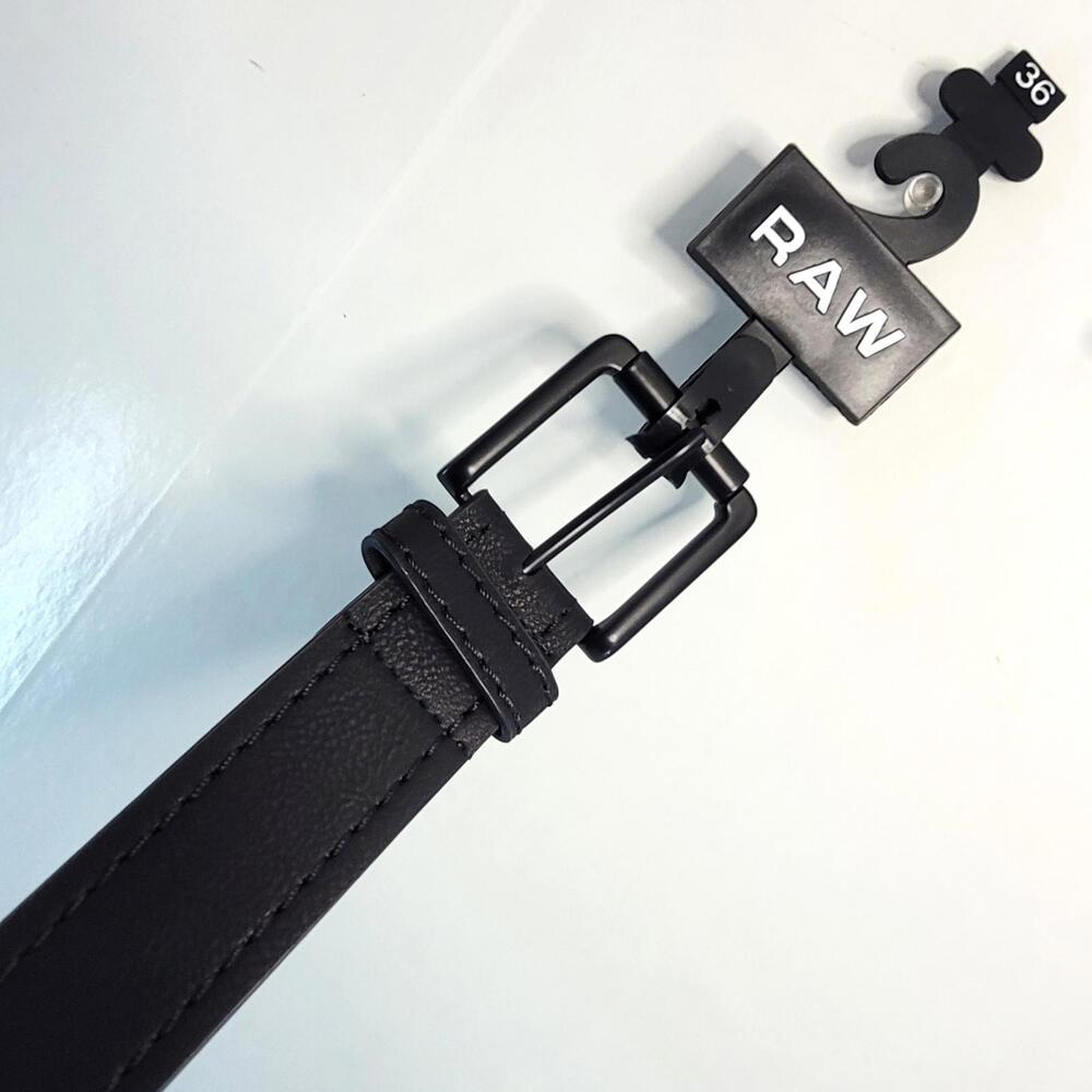 RAW Black Leather Belt Size 36 – 36.5mm Wide – NEW with Tags